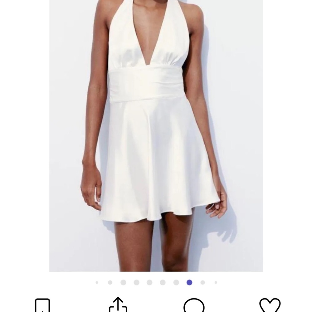 Zara White Satin Halter Mini Dress - Picture 4 of 7